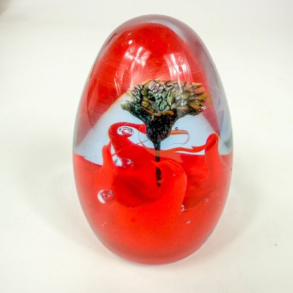 Caithness Scotland Red Poppy Egg Shaped Paperweight Limited Edition 27/500 2000 - Picture 2 of 7